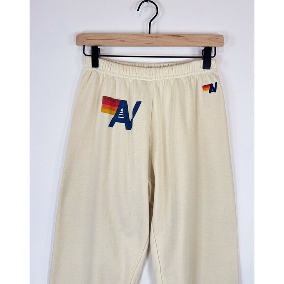 Aviator Nation Cream Track Pants with Rainbow Detail - Picture 8 of 12